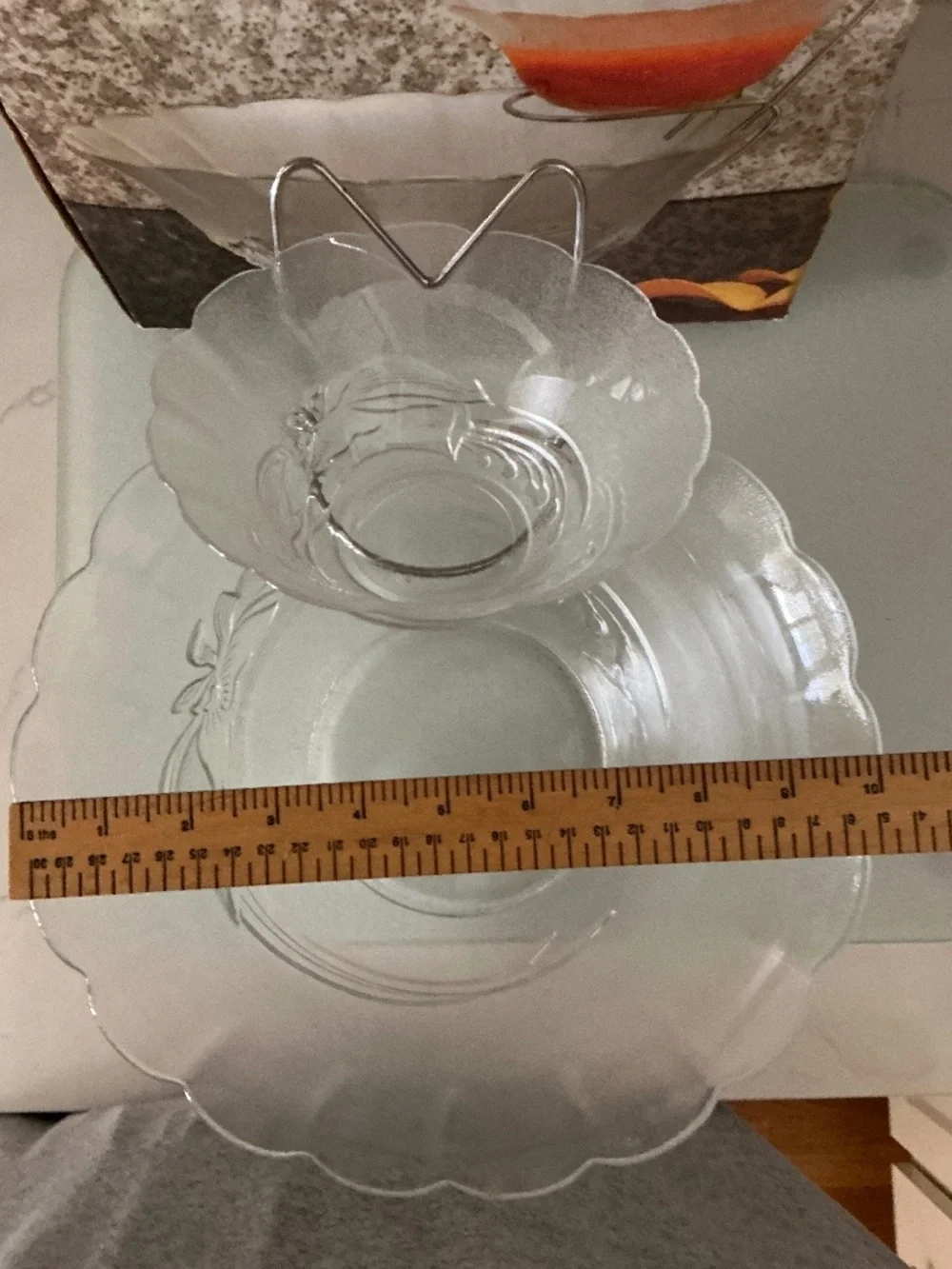 Vintage Continental Pride Frosted Glass Chip & Dip Set w/ Original Box –